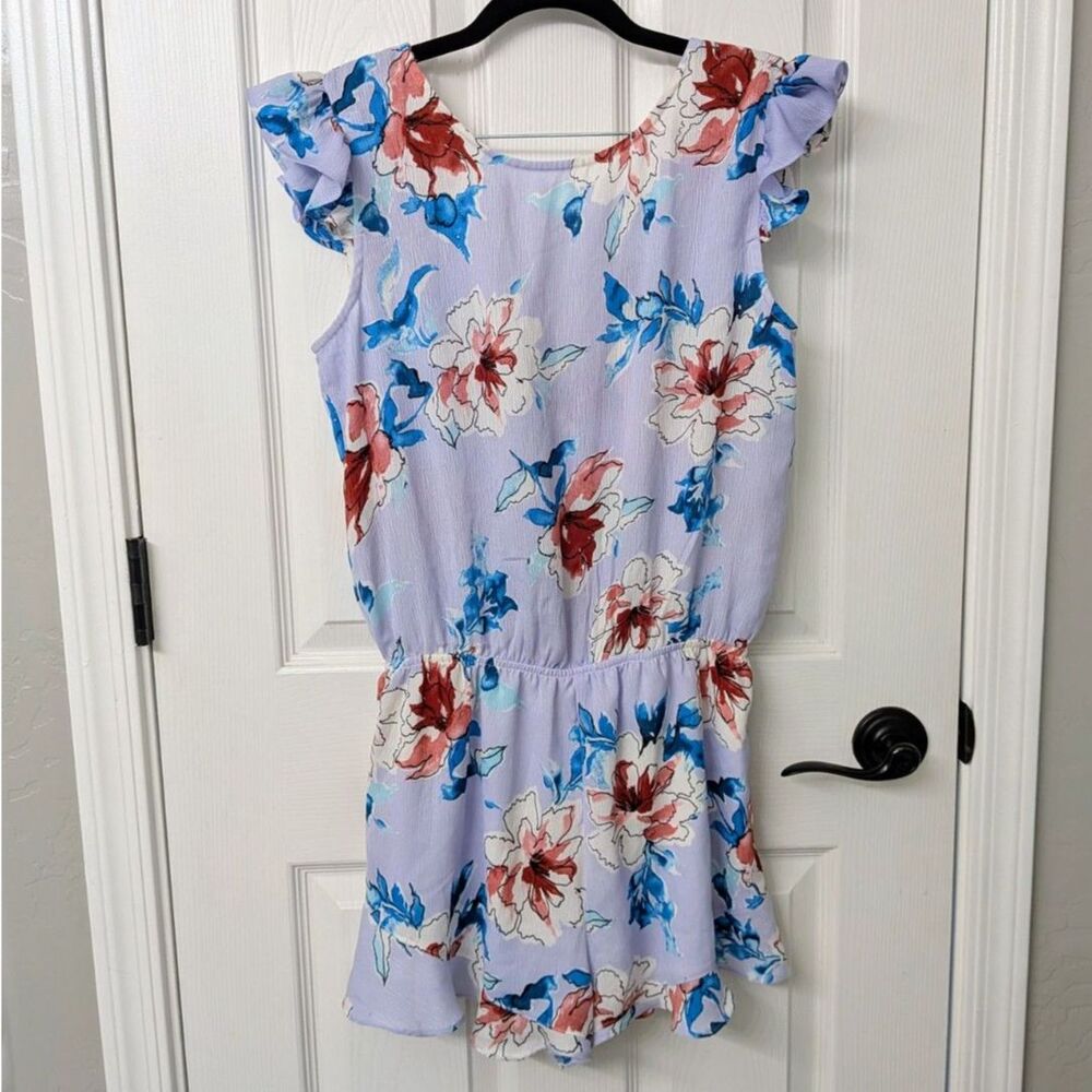 NWT! AQUA Floral Ruffle Back Tie Flowy Romper | SZ Large